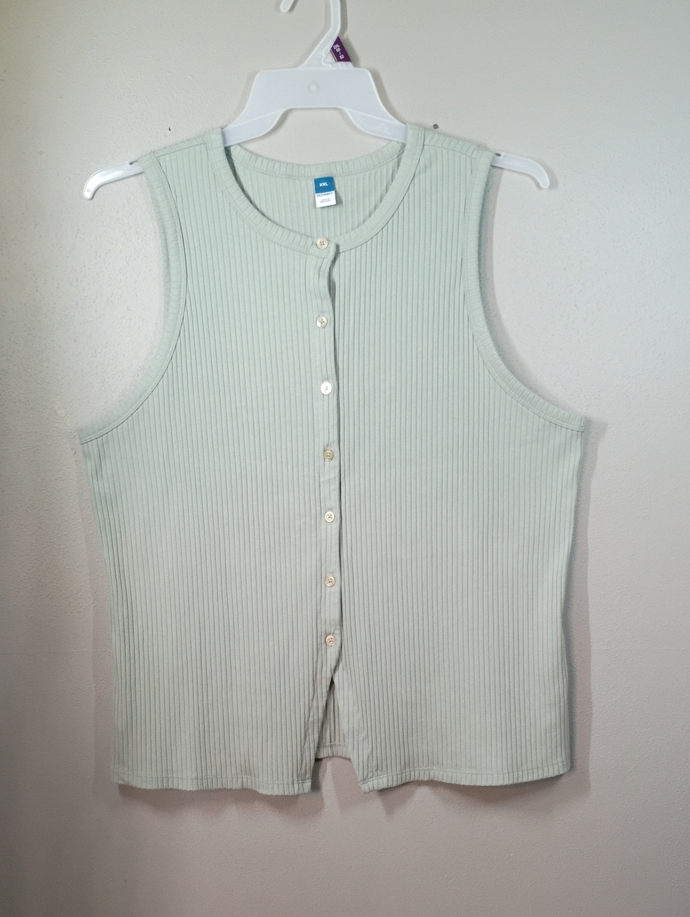 Old Navy Ribbed Mint Green Button-Front Tank Size XXL
